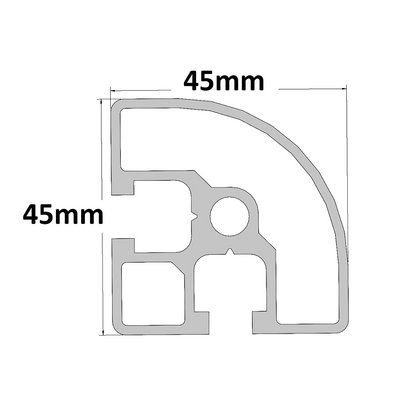 10-4545RC-0-24IN MODULAR SOLUTIONS EXTRUDED PROFILE<br>45MM X 45MM ROUND CORNER, CUT TO THE LENGTH OF 24 INCH